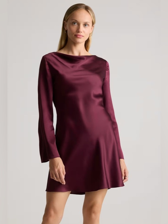 Quince Dresses & Skirts - Quince 100% Washable Silk Long Sleeve Mini Dress Wine Red Size S